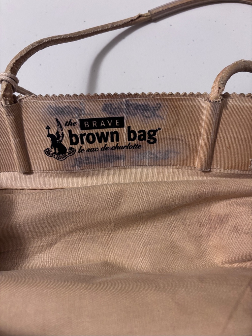 Vintage Brave Brown Bag Shopping Tote Waxed Canvas Original Base & Hang Tag Tan - Picture 7 of 9